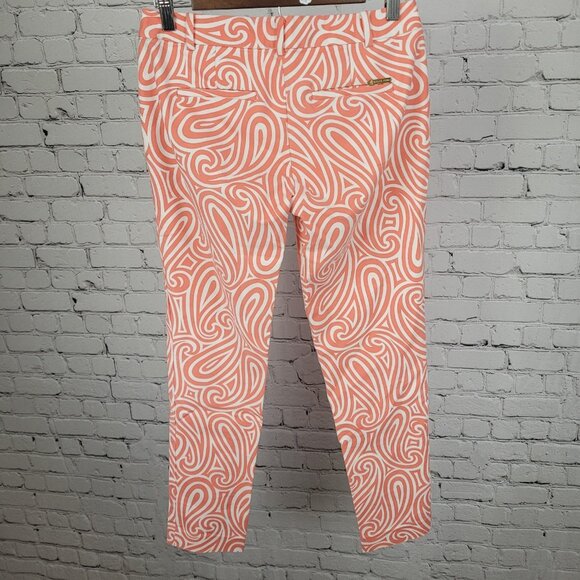 Michael Kors Orange White Swirl Print Stretch Low Rise Chino Pants 2 (28x28) - Picture 2 of 14